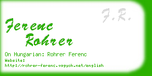 ferenc rohrer business card